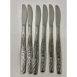 Stanley Roberts Granata Rose Dinner Knives Glossy Lot of 6 Replacements